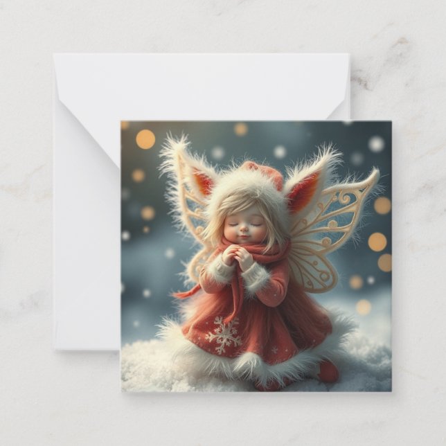 Cute fluffy christmas  Fairy Note Card (Front)
