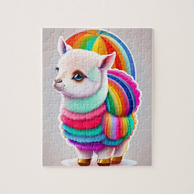 Cute Fluffy Colorful Llama Jigsaw Puzzle (Vertical)