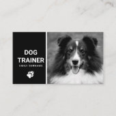 Cute Fluffy Dog Photo Dog Trainer Black And White Business Card (Front)