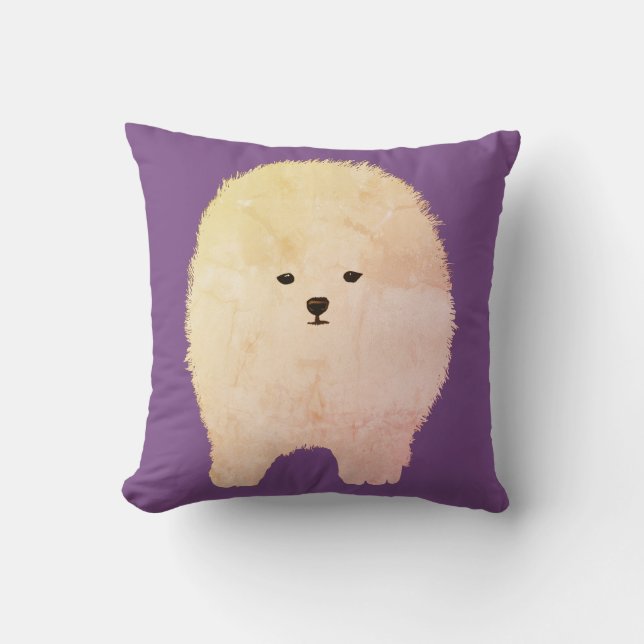 Cute Fluffy Dog Pink Dog Throw Cushion (Front)