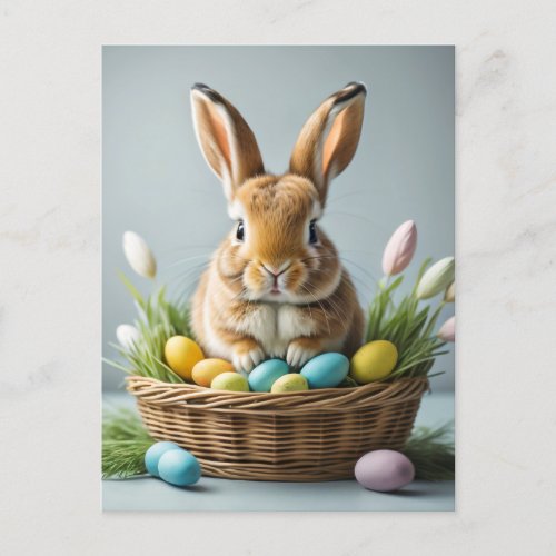 Cute Fluffy Festive Little Easter Bunny Postcard