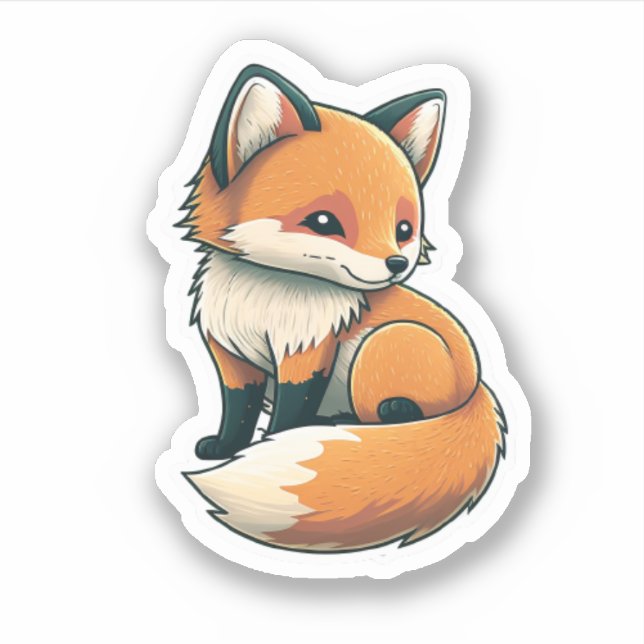 Cute fluffy Fox Sticker (Front)