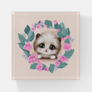 Cute Fluffy Furr Ball Kitten Paperweight
