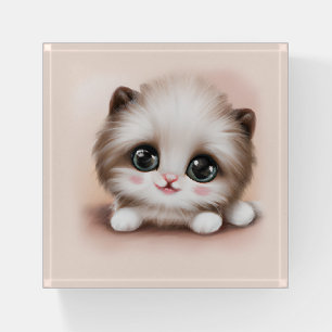 Cute Fluffy Furr Ball Kitten Paperweight