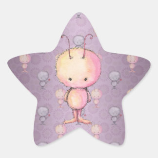 Cute Fluffy Fuzzy Monsters Star Sticker