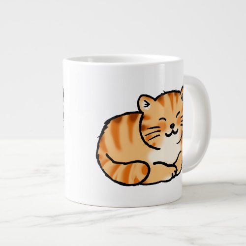 cute fluffy ginger and white cat giant coffee mug