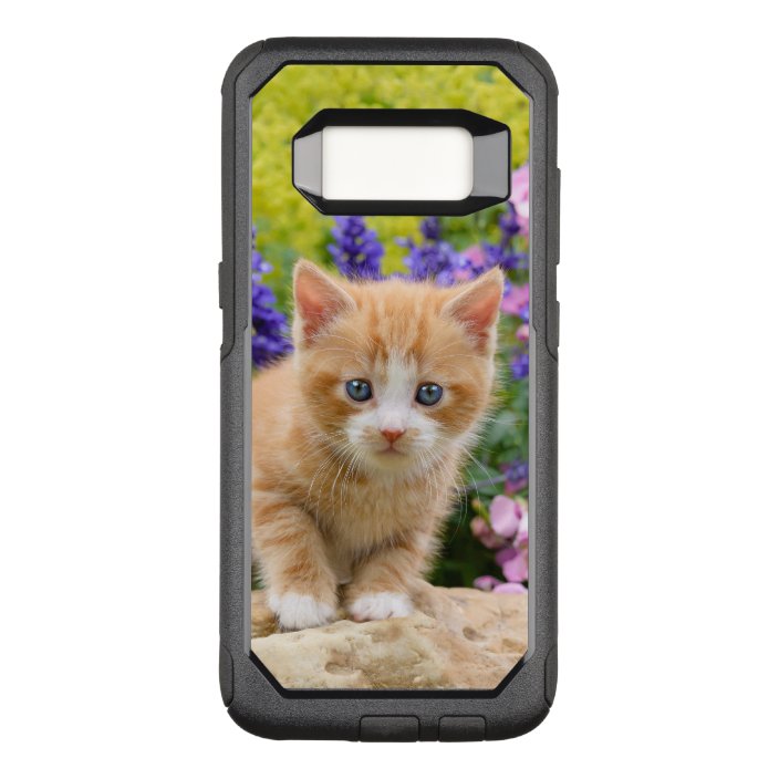 Cute Fluffy Ginger Baby Cat Kitten In Flowers Pet Otterbox Samsung Galaxy Case Zazzle Com