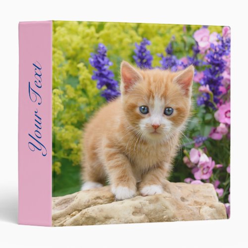 Cute Fluffy Ginger Baby Cat Kitten _ Personalized 3 Ring Binder