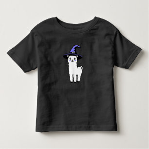 Cute Fluffy Halloween Llama Wearing Purple Witch Toddler T-shirt