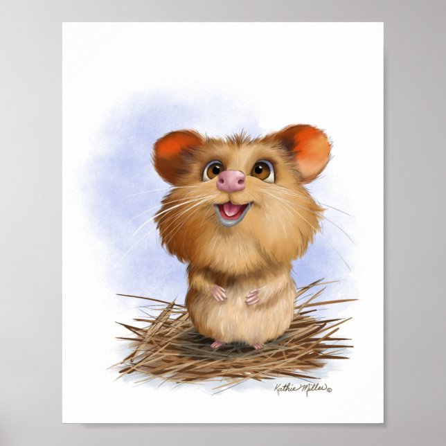  Cute Fluffy Hamster Cartoon Poster (Front)
