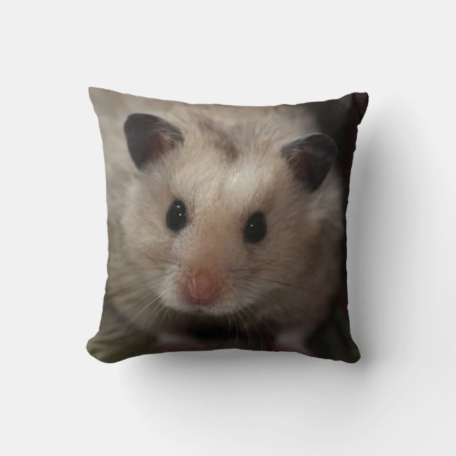 Cute Fluffy Hamster Throw Pillow (Front)