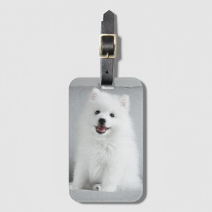 Cute Fluffy Japanese Spitz Puppy Luggage Tag