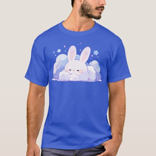 Cute Fluffy Kawaii Chubby Bunny Floating In The St T_Shirt
