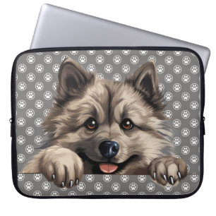 CUTE FLUFFY KEESHOND PUPPY DOG LAPTOP SLEEVE