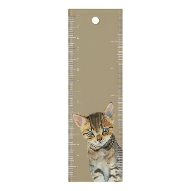 Cute Fluffy Kitten Watercolor Ruler (Vertical)