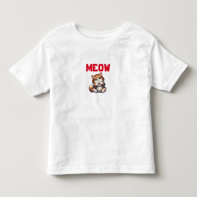 Cute Fluffy Kitten with Heart Gesture | Adorable  Toddler T-shirt (Front)