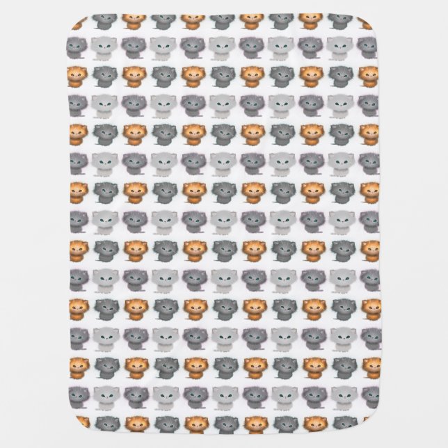 Cute Fluffy Kittens Cat Pattern Baby Blanket (Front)