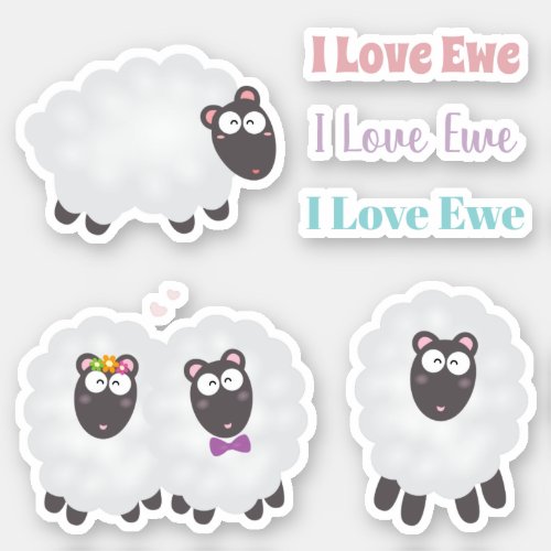 Cute Fluffy Lamb Cartoon Funny I Love You Pun Sticker