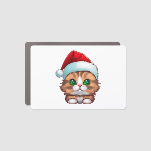 Cute Fluffy Munchkin Christmas Cat Classic T_Shirt Car Magnet