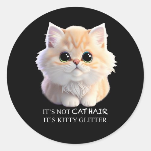 Cute fluffy orange and white kitten cat classic round sticker