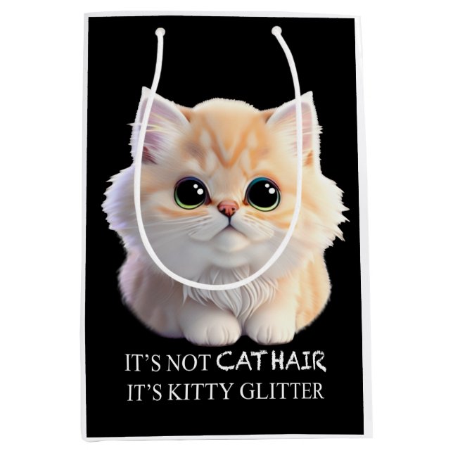 Cute fluffy orange and white kitten cat medium gift bag (Front)