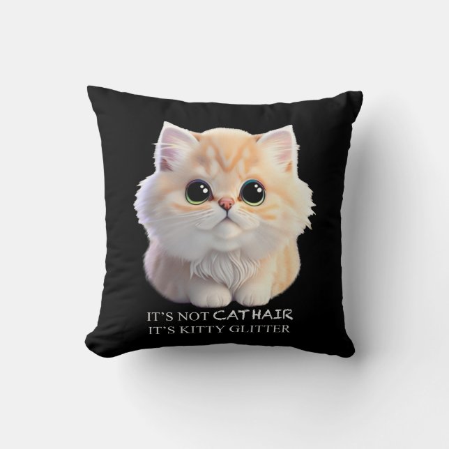 Cute fluffy orange and white kitten cat throw pillow (Front)