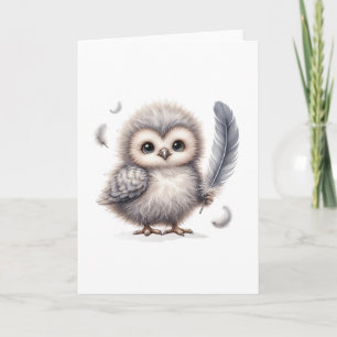 Cute Fluffy Owl All-Occasion Blank Greeting Card