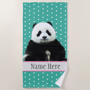 Cute Fluffy Panda Bear Animal Wild Name Kids Beach Towel