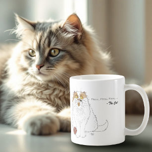 Cute Fluffy Persian Cat Funny Meow Blue Coffee Mug