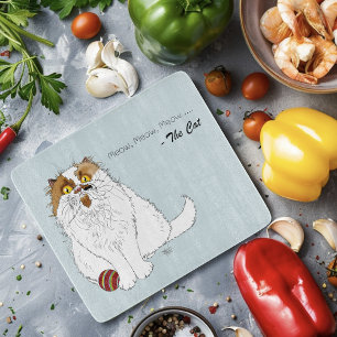 Cute Fluffy Persian Cat Funny Meow Blue Cutting Board