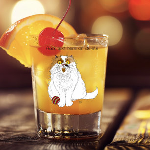 Cute Fluffy Persian Cat Funny Meow Blue Shot Glass