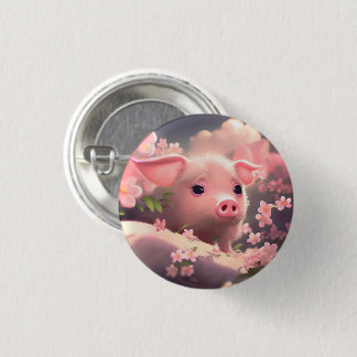 Cute Fluffy Pig Button