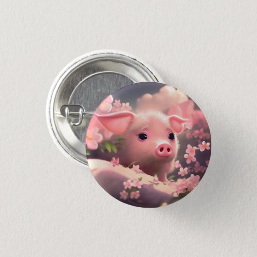 Cute Fluffy Pig Button