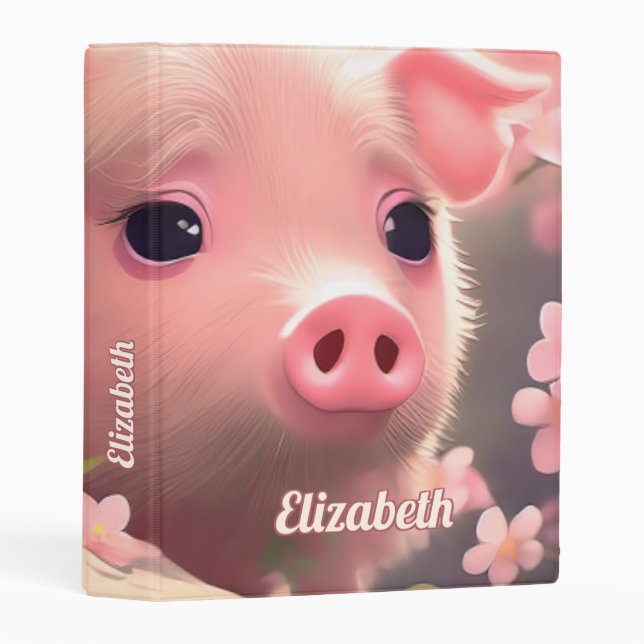 Cute Fluffy Pig Mini Binder (Front/Spine)