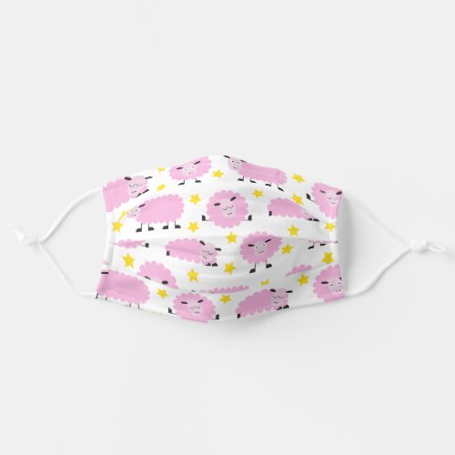 Cute Fluffy Pink Lamb Pattern Adult Cloth Face Mask