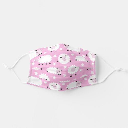 Cute Fluffy Pink Lamb Pattern Adult Cloth Face Mask