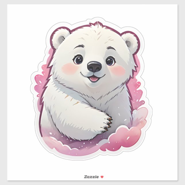 Cute Fluffy Polar Bear Sticker (Sheet)