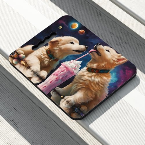 Cute Fluffy Puppies howl moon milkshakes planets Seat Cushion