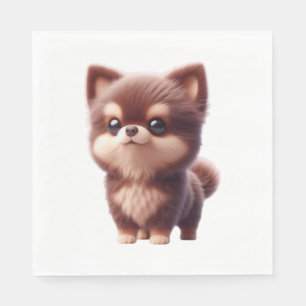 Cute Fluffy Puppy � Adorable Dog Design Napkins