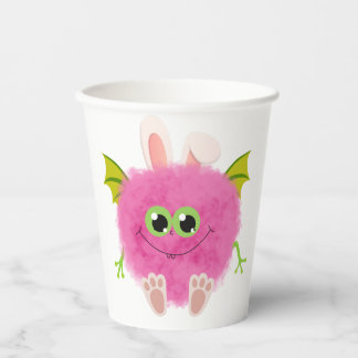 Cute fluffy rabbit monster paper cups