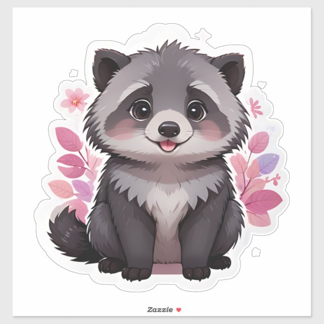 Cute Fluffy Raccoon Sticker (Sheet)