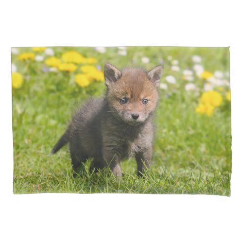Cute Fluffy Red Fox Cub Baby Animal Photo _ Pillow Case