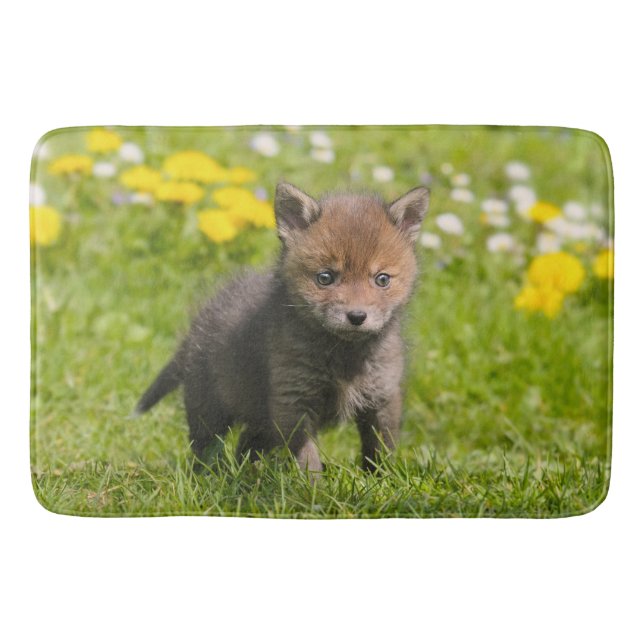 Cute Fluffy Red Fox Cub Wild Baby Animal -large Bathroom Mat (Front)