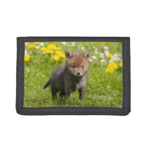 Cute Fluffy Red Fox Cub Wild Baby Animal Photo - Trifold Wallet