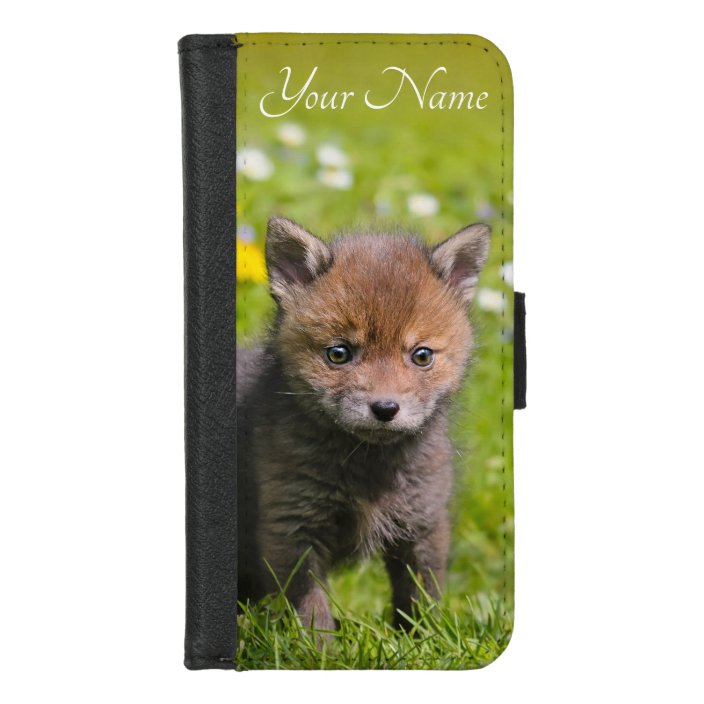 Cute Fluffy Red Fox Kit Cub Wild Baby Animal Name Iphone Wallet Case Zazzle Com