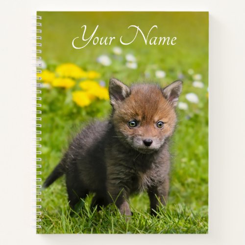 Cute Fluffy Red Fox Kit Cub Wild Baby Animal  Name Notebook