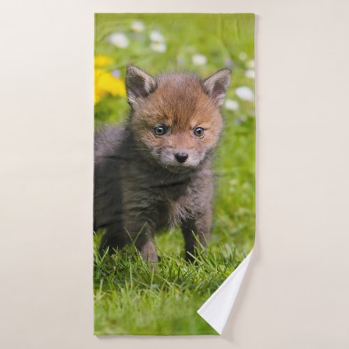 Cute Fluffy Red Fox Kit Cub Wild Baby Animal Photo Bath Towel Set