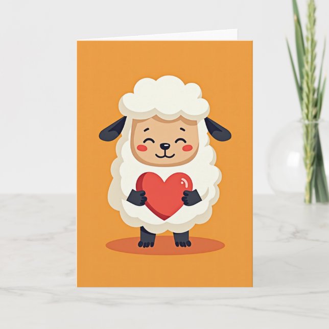 Cute Fluffy Sheep Love Card (Front)