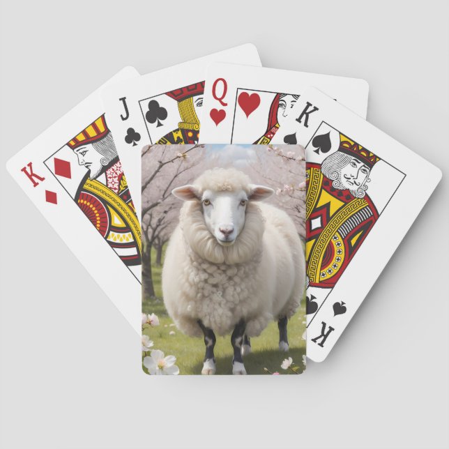 Cute Fluffy Sheep Poker Cards (Back)