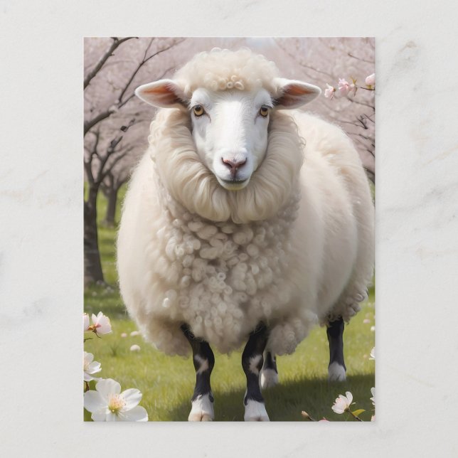 Cute Fluffy Sheep Postcard (Front)